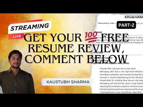 LIVE RESUME/CV REVIEW - PART 2 - CLOUD DEVOPS ENGINEER