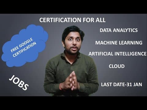 FREE GOOGLE CERTIFICATION |  DATA ANALYTICS |AI /ML | CLOUD | KUBERNETES | LAST DATE 31 JAN 2020